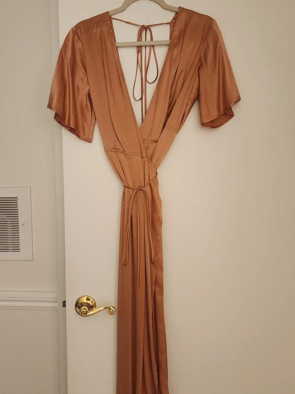 Whimsy + Row Open-Back Satin Maxi Dress in Blush